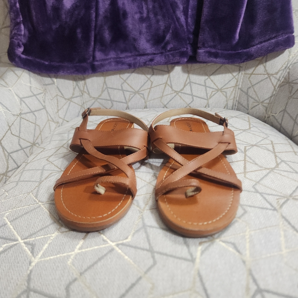 NWOT Lucky Brand Strappy Sandals Brown - Picture 3 of 5